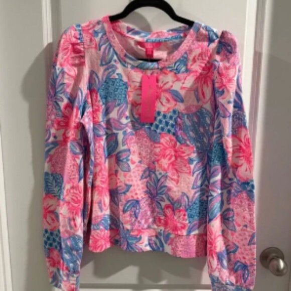 Lilly Pulitzer Jansen Long Sleeve Pink Isle Snappy Turtle - Picture 1 of 6